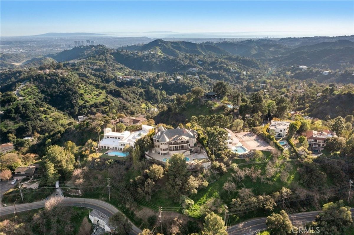 Aerial view of the property.