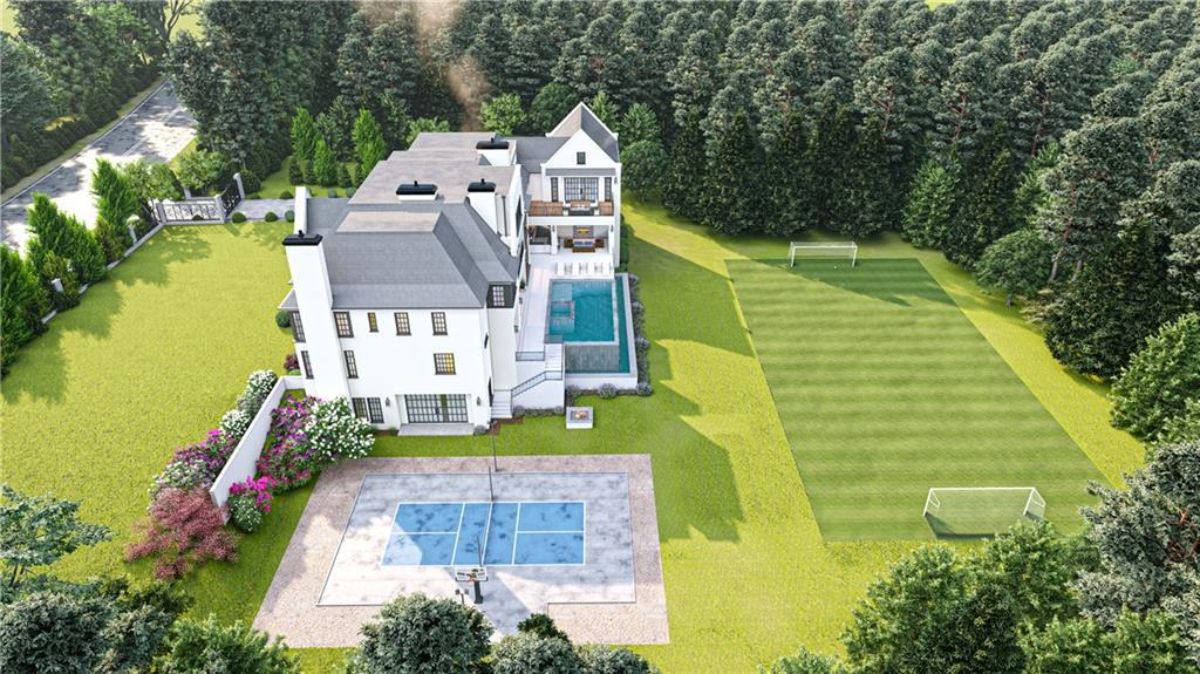 Aerial view of the mansion.