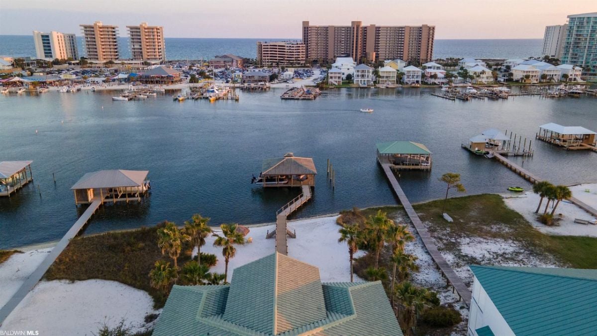 Aerial view of the private boat dock.