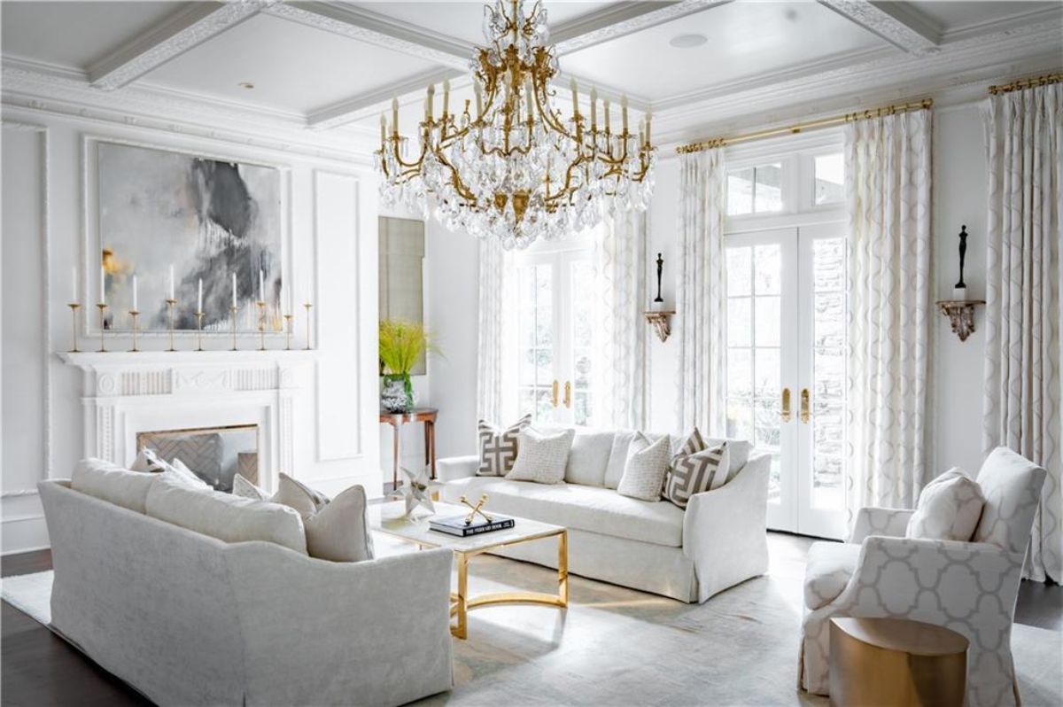 A sophisticated white living room