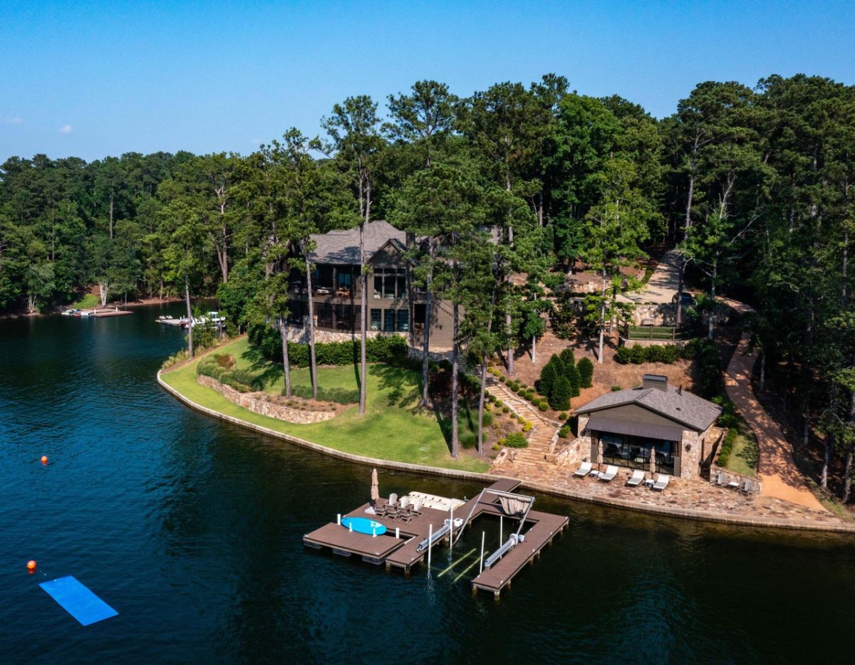 Private dock aerial view.