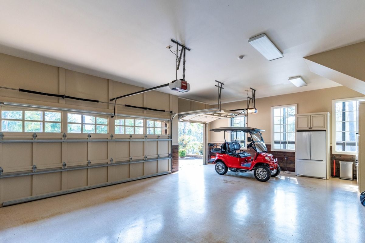 Inside car garage.