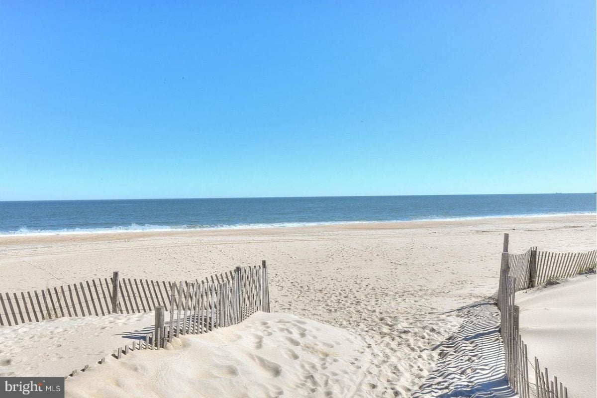 White sand beach.