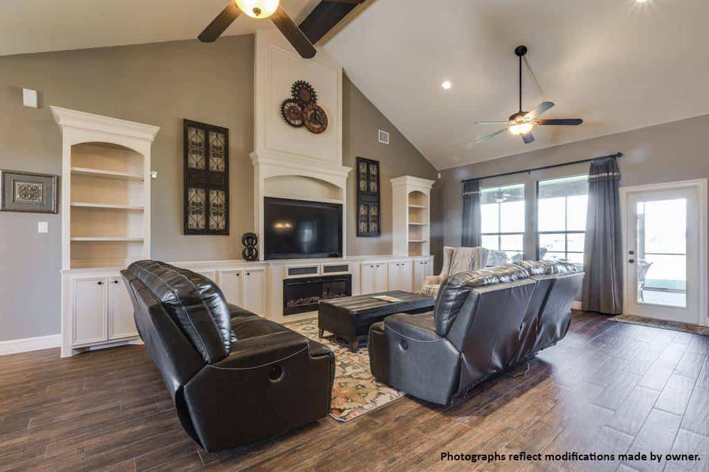 A glazed door on the back extends the living space onto a covered porch.