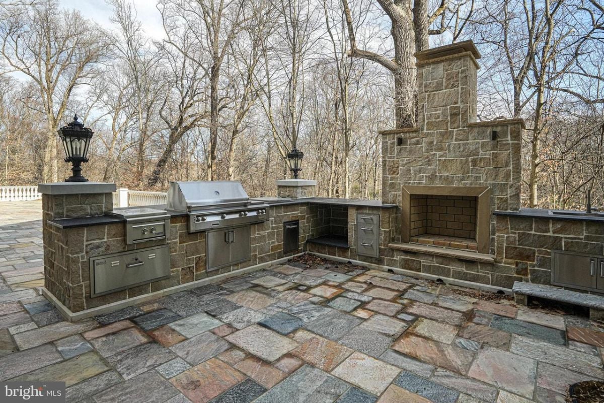 Outdoor kitchen and grill.