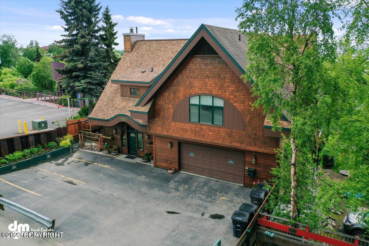 Aerial front view of the house.