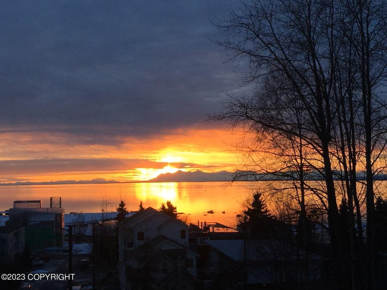 A sunset view from the balcony of the house.