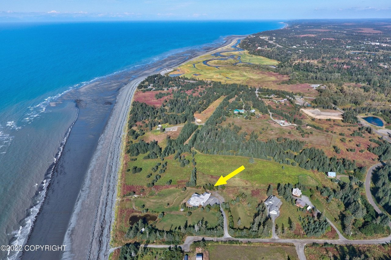 Aerial view of the house.