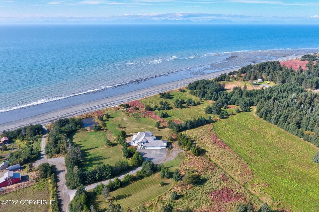 Front aerial view of the house.