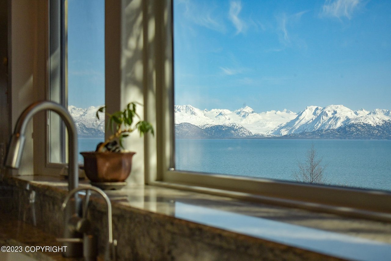 A view of the mountains from the kitchen.