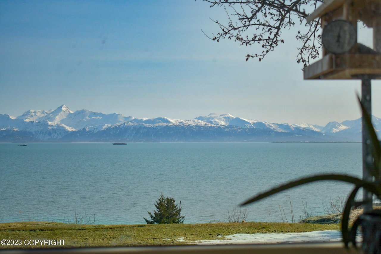 A view of the Kachemak Bay and mountains from the house.
