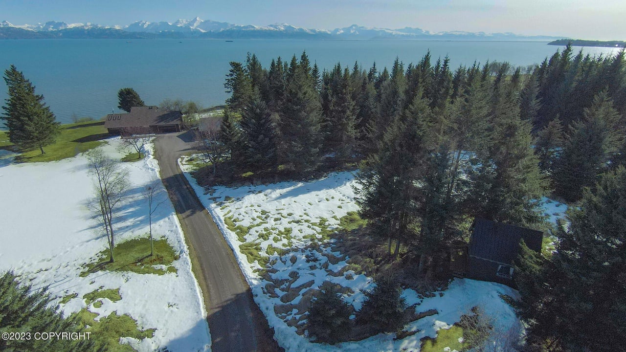 Aerial view of the house.