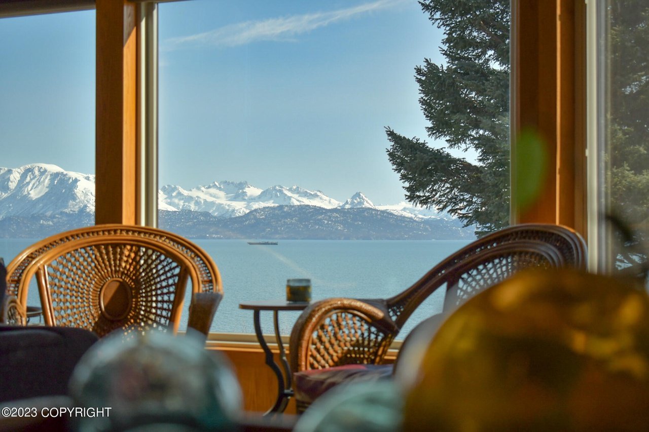 View of the iconic Grewingk Glacier from inside the house.