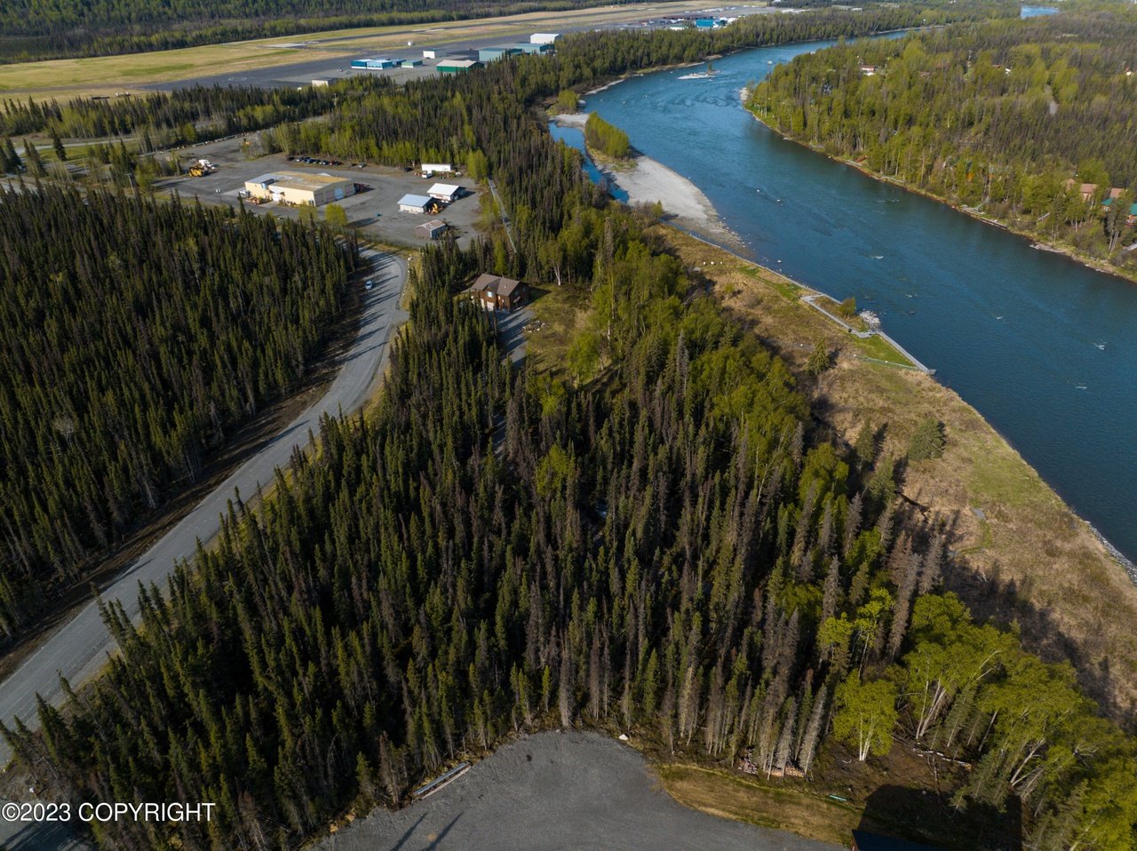 Aerial view of the real estate.