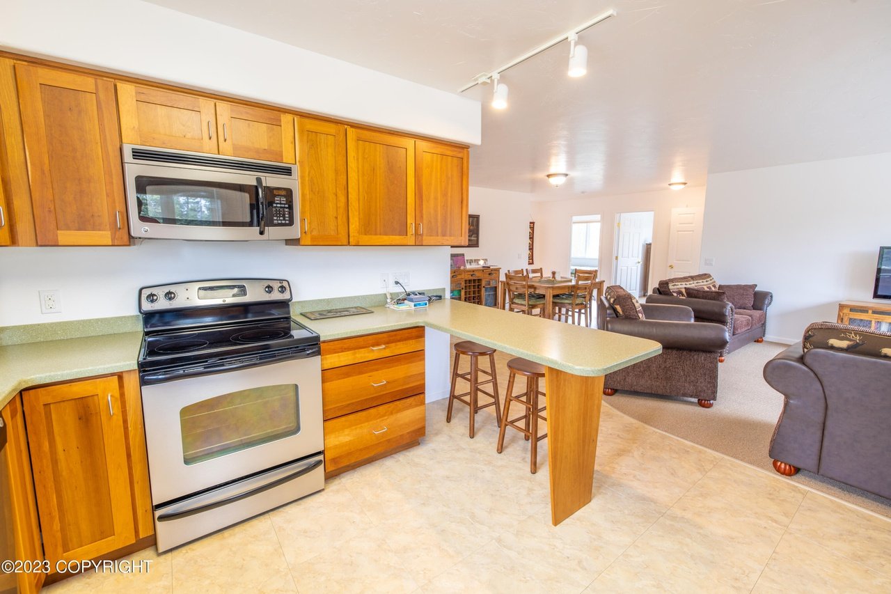 Kitchen adjacent to the living room.