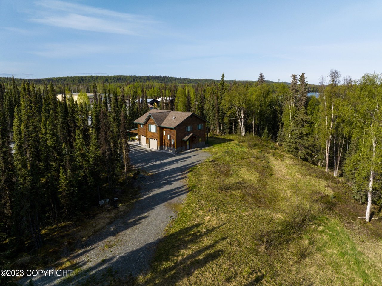 Aerial view of the house.