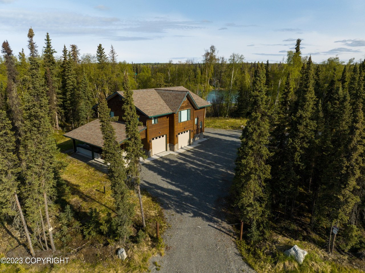 Aerial view of the house.