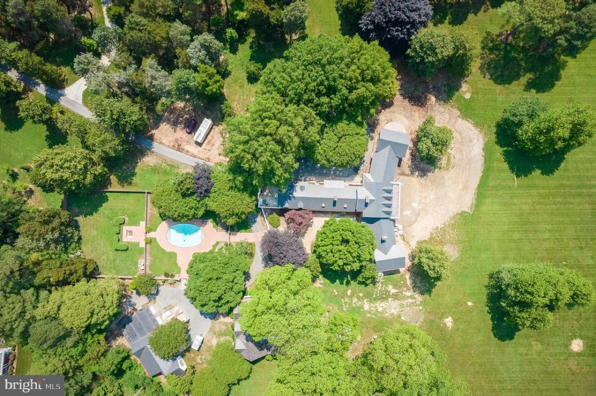 Aerial top view of the estate.