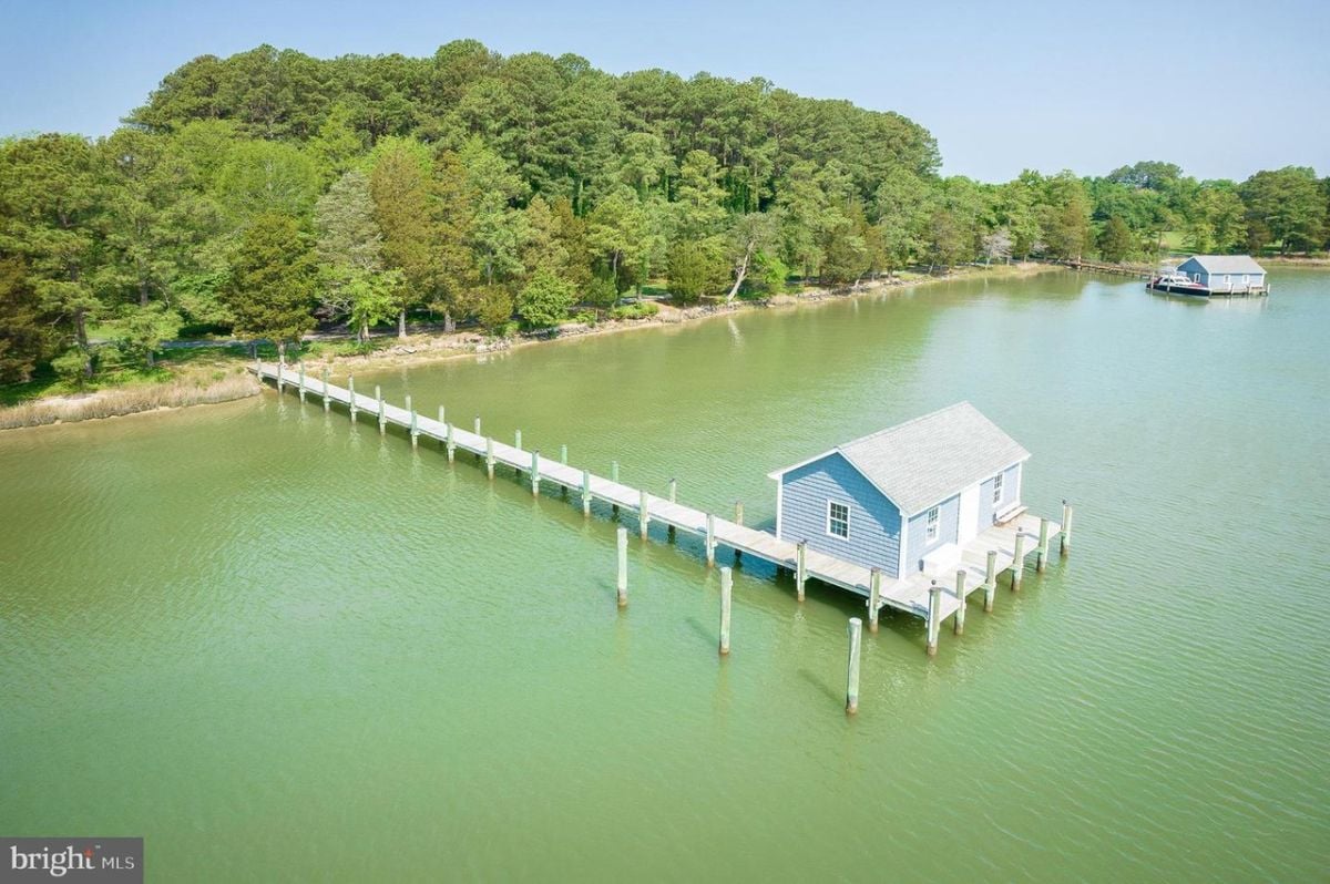 Aerial view of the boathouse.
