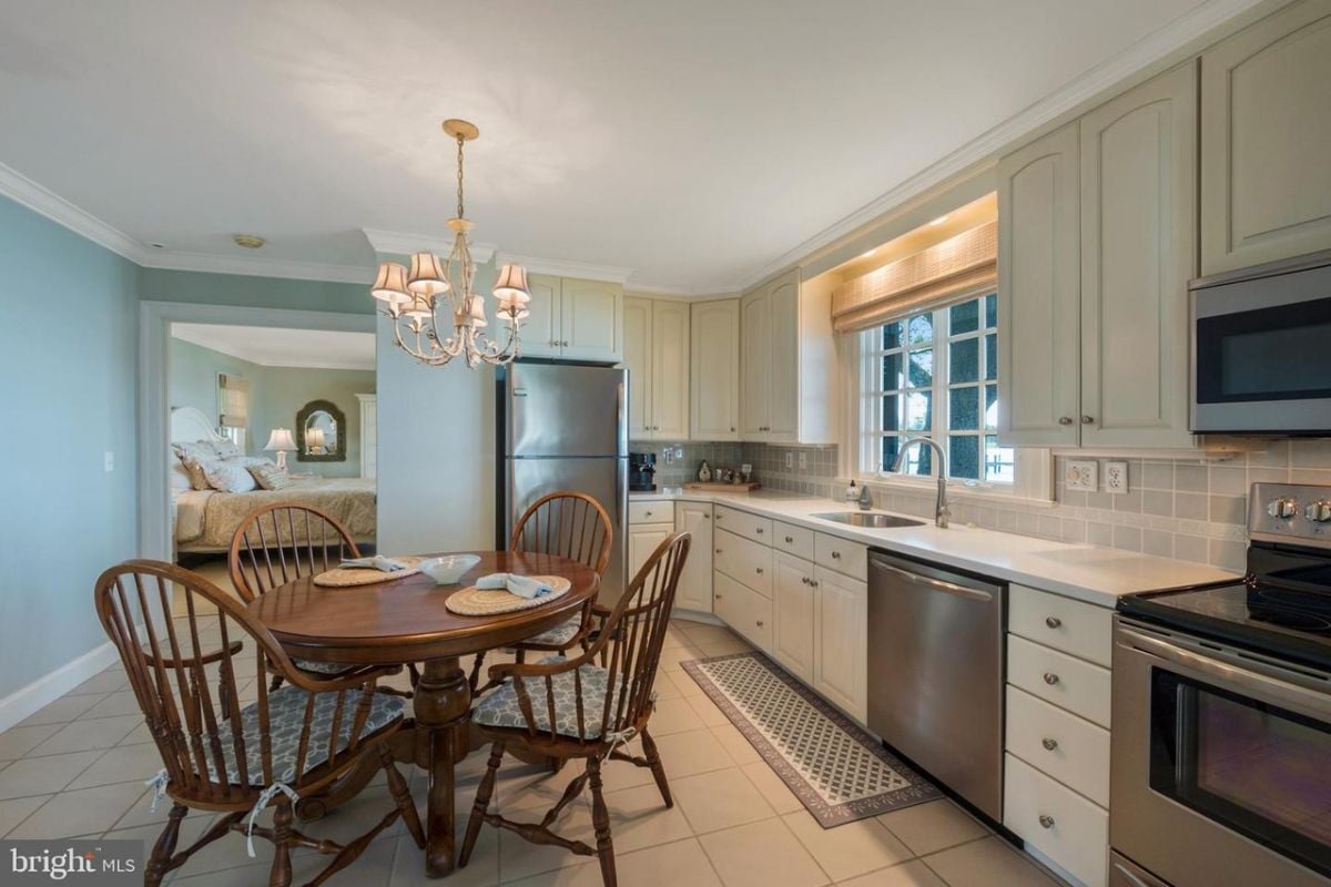 Kitchen with a table and chairs.