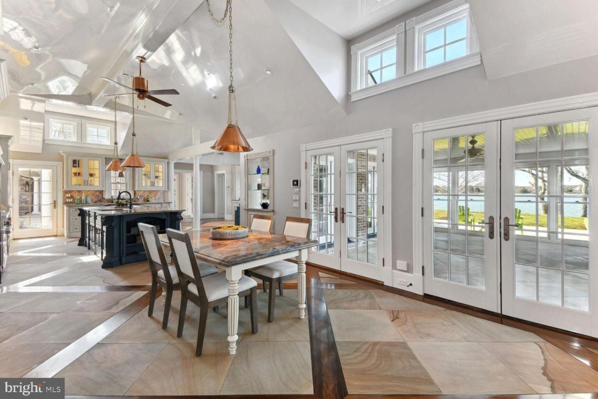 Dining table near the kitchen.