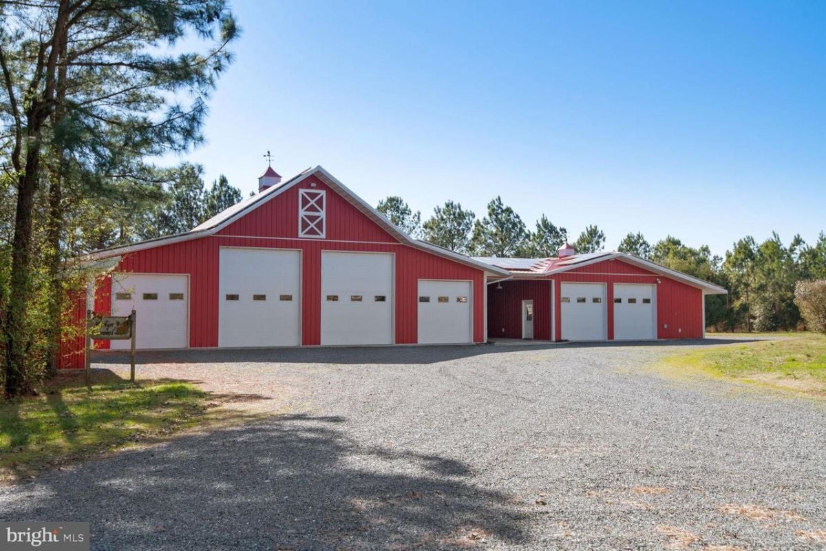 Huge red barns.