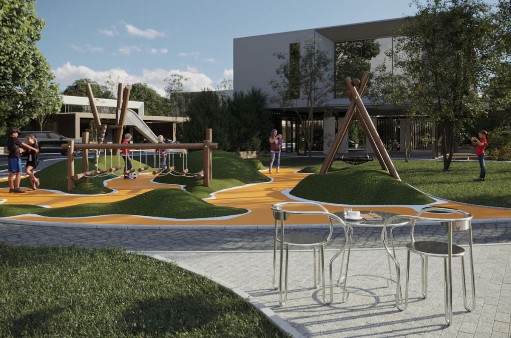 A children's play area in a park