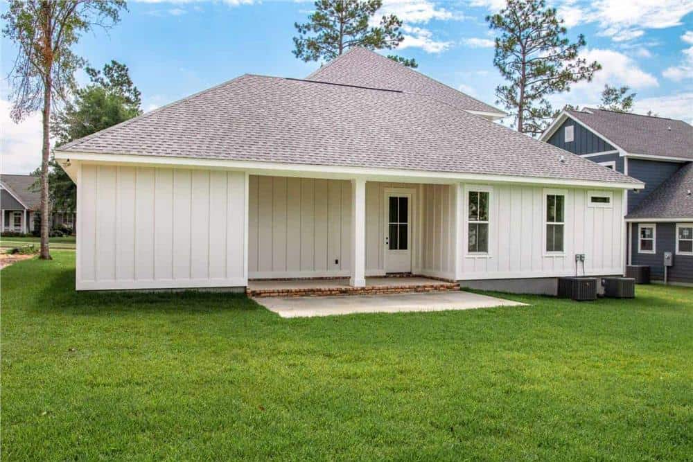 Rear view of the house showing the covered porch.