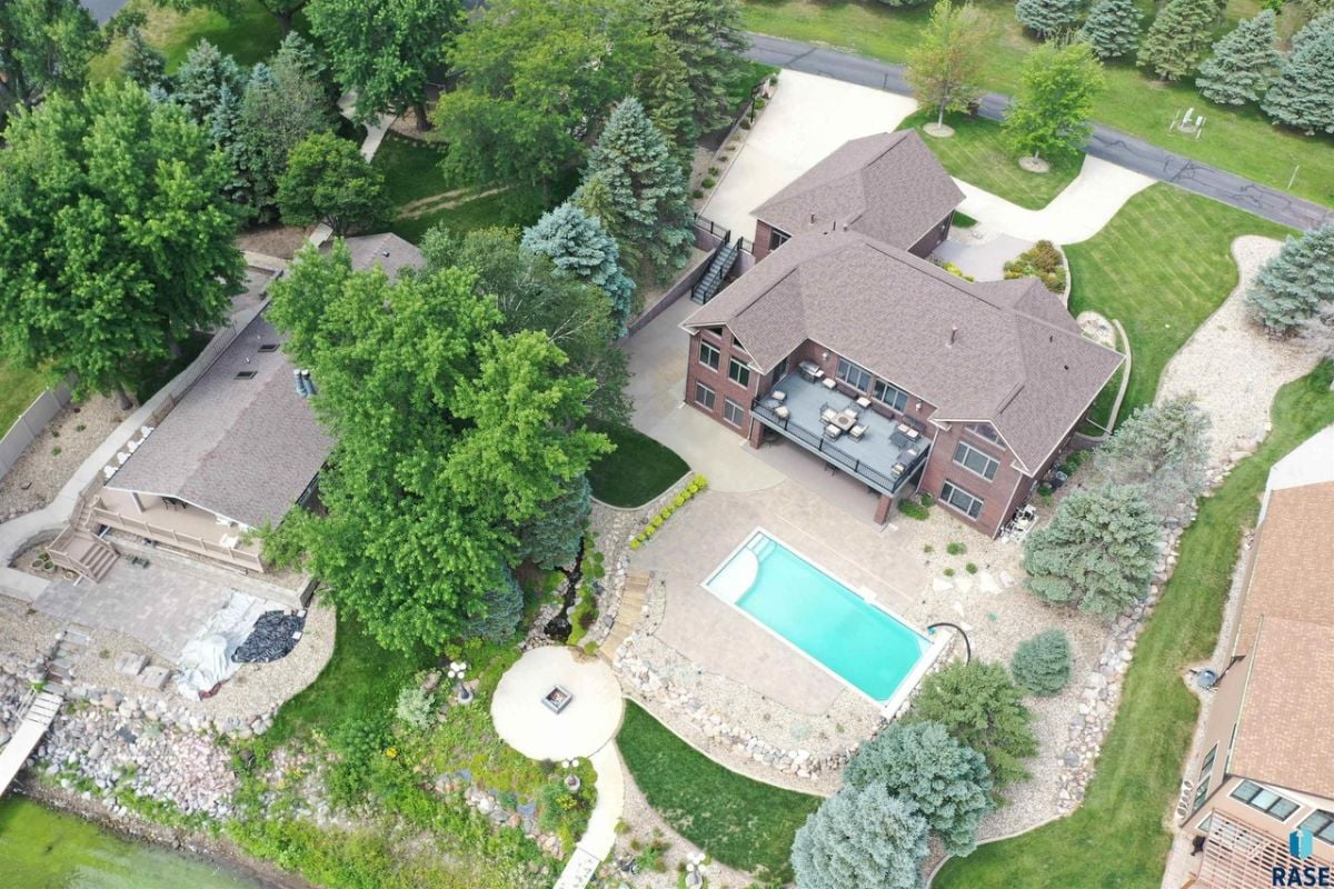 Aerial view of the property.
