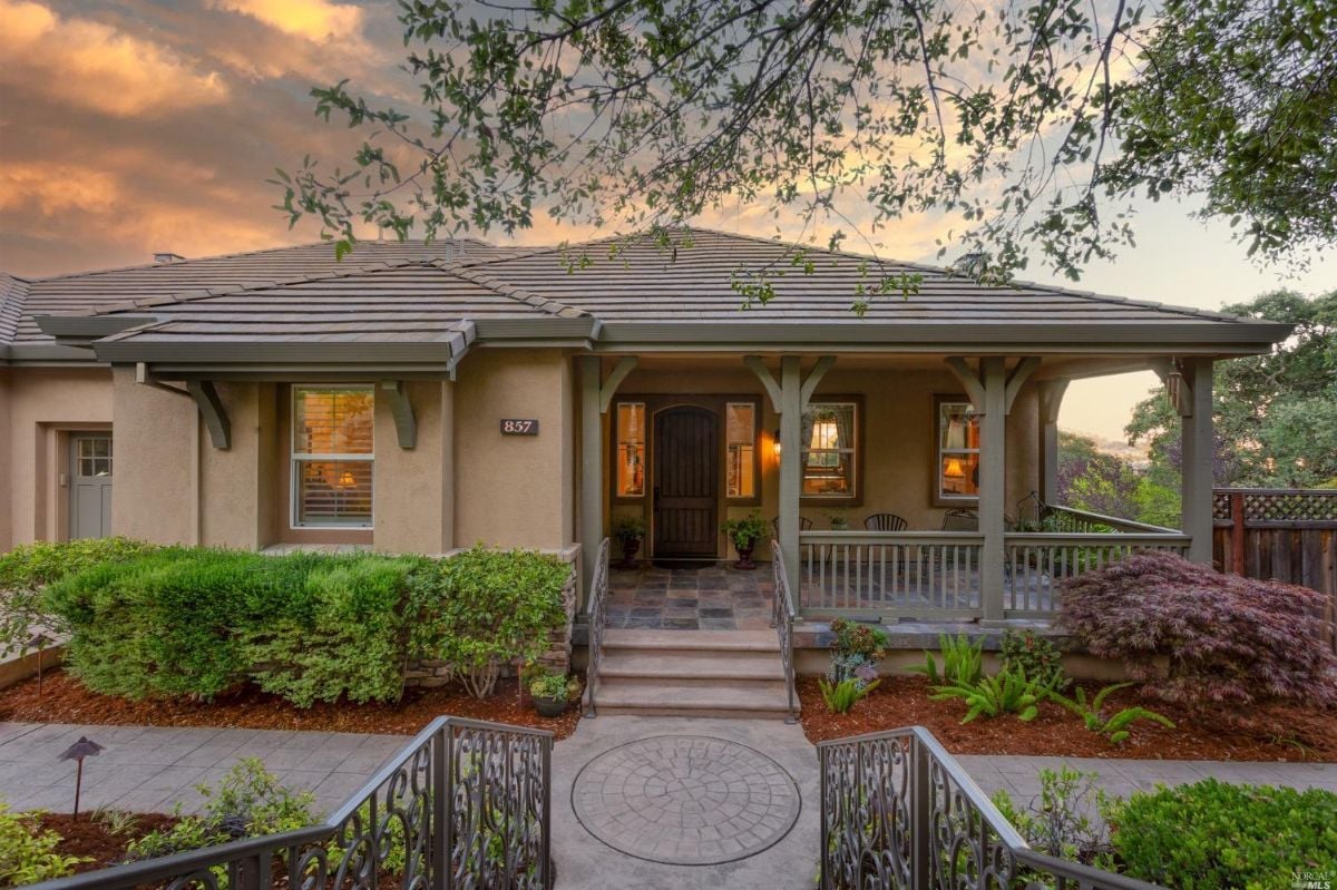 Entry door of the property with a porch.