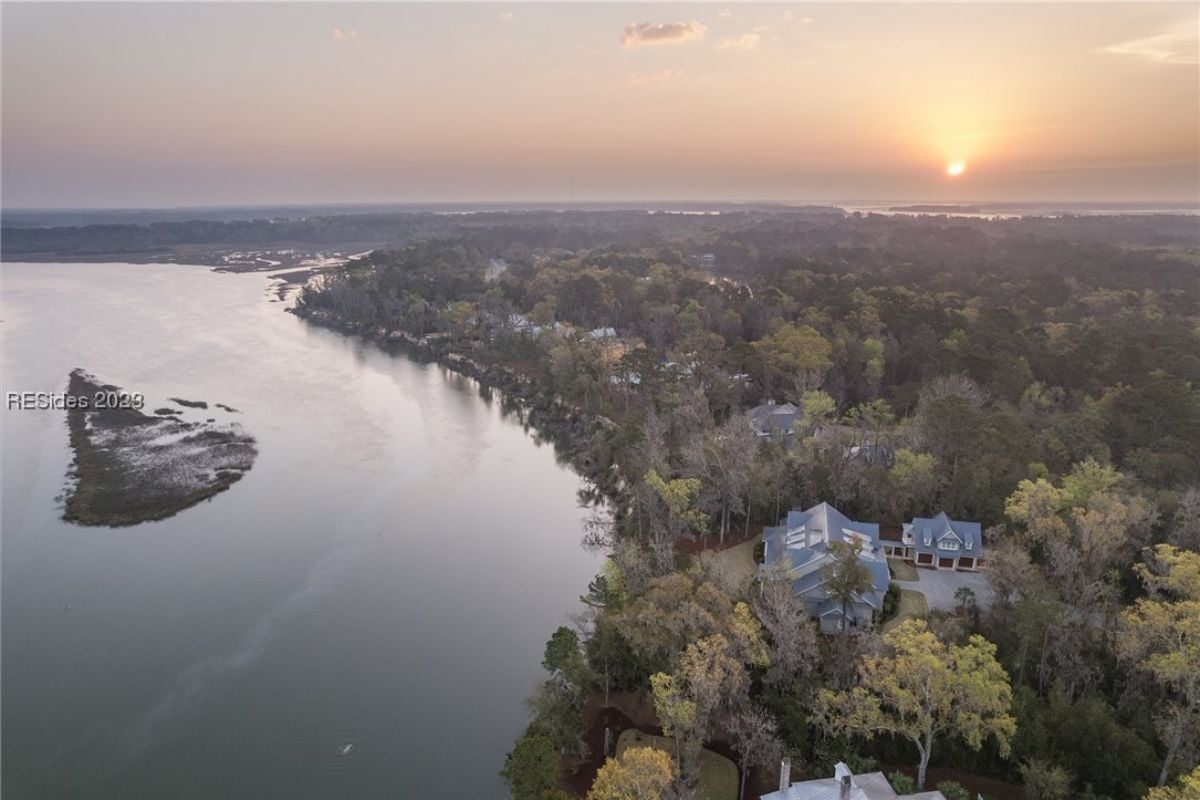 Aerial view of the 8,291 Sq. Ft. Estate in Bluffton, SC.