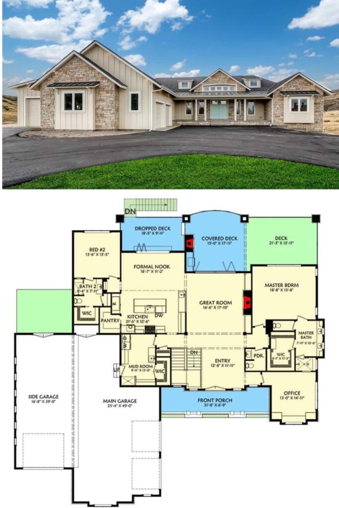 4-Bedroom Single-Story New American Home with RV Garage and Finished ...