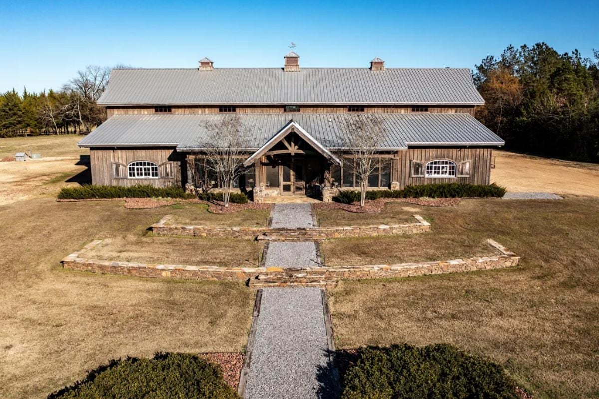Cypress barn's aerial view.