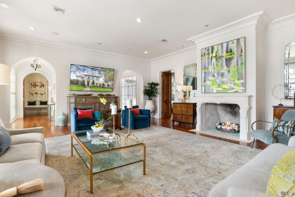 Fireplace in the living room.