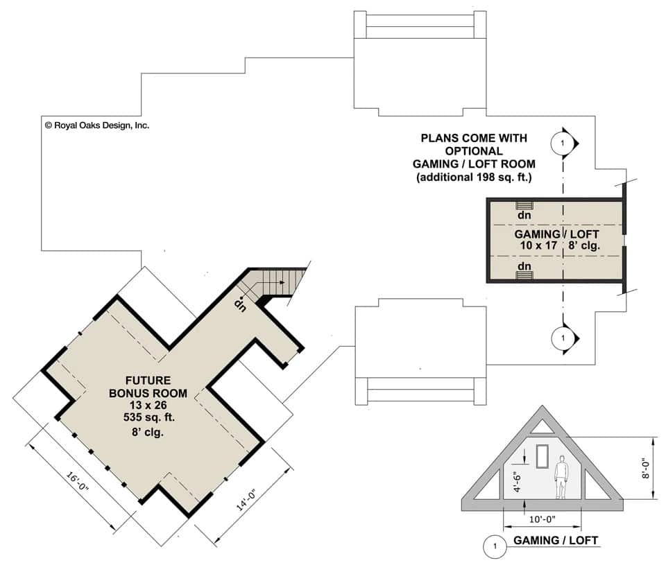 Bonus level floor plan and gaming/loft.