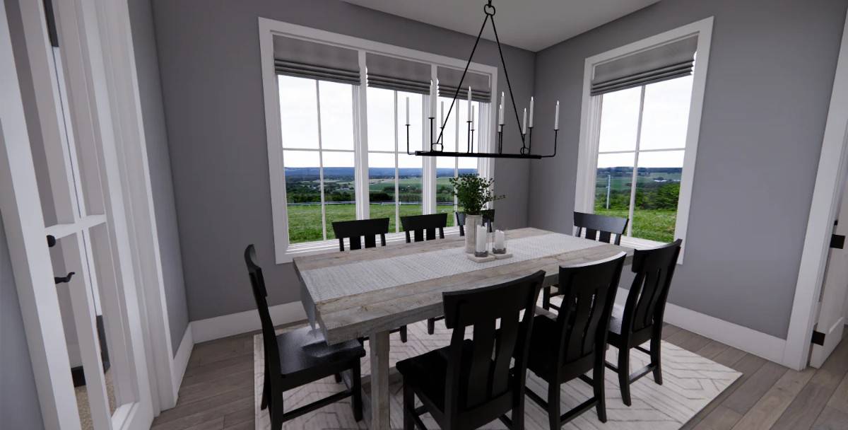 Dining room with an 8-seater dining set and excellent views of the lush backyard.