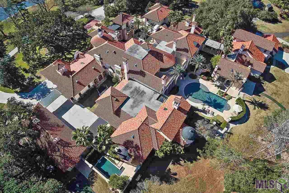 Aerial rooftop view