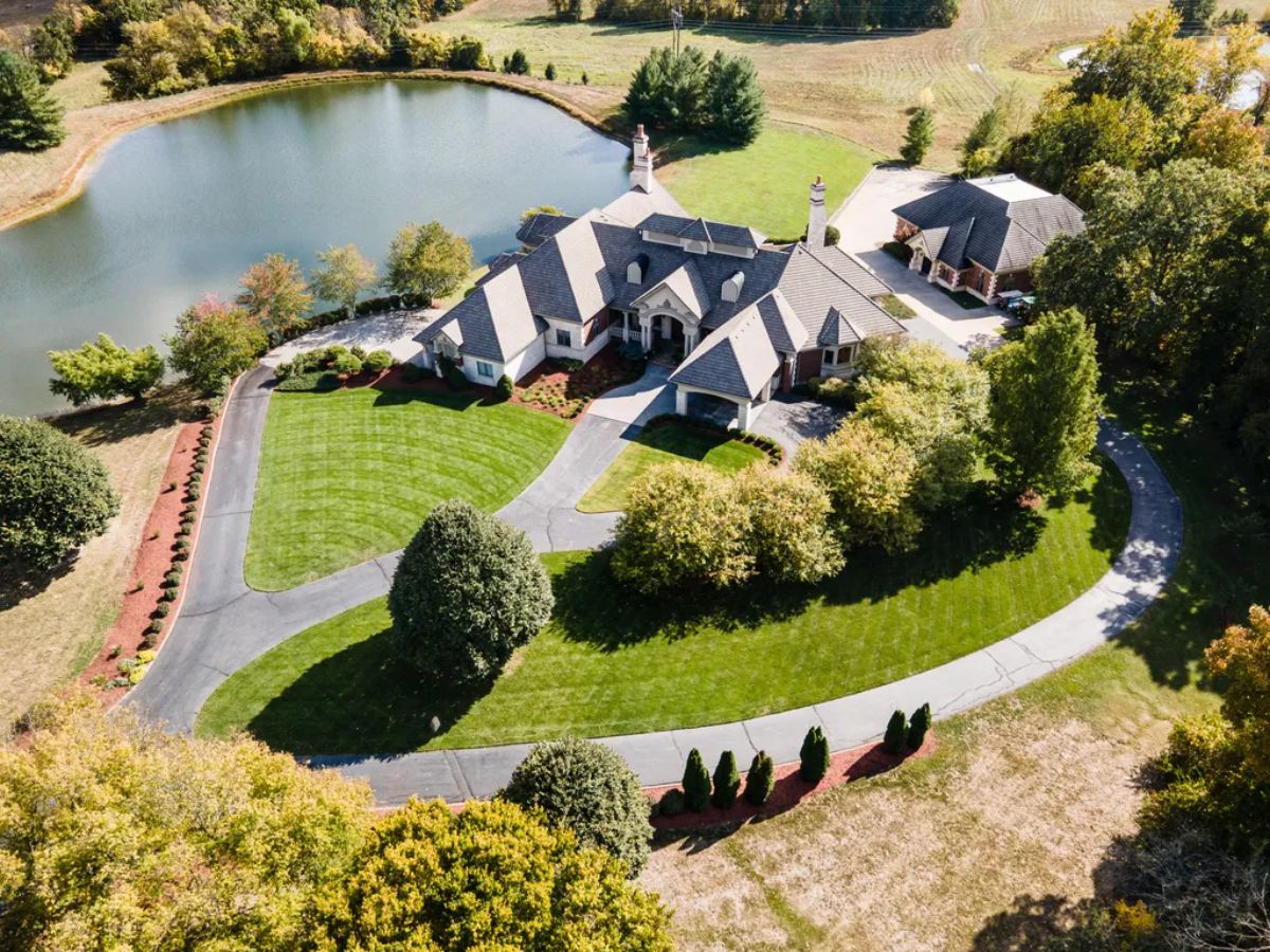 Aerial view of the property.