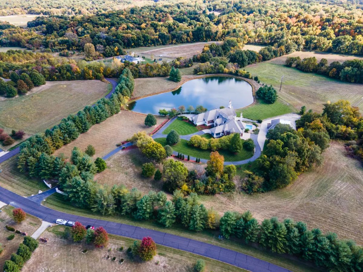 Aerial view of the property.