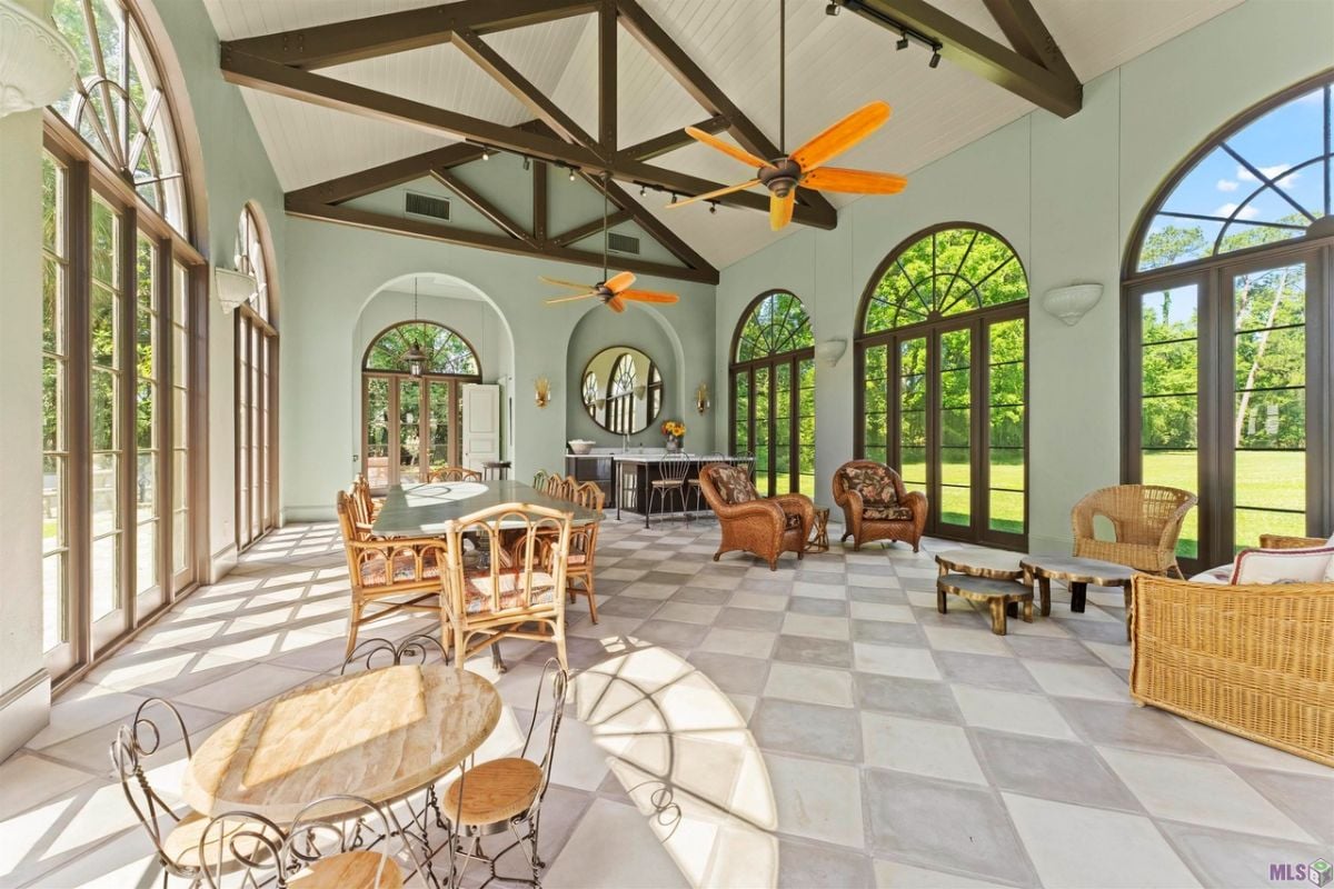 Inside pool house