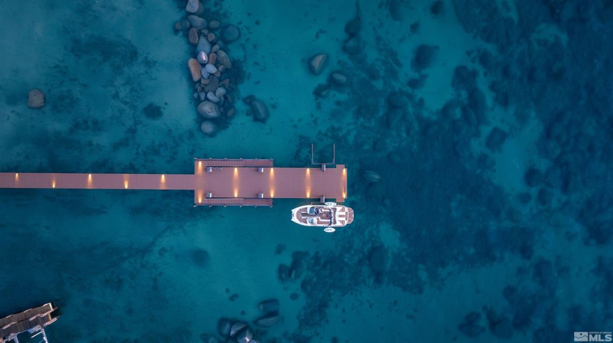Deep water pier's aerial view.