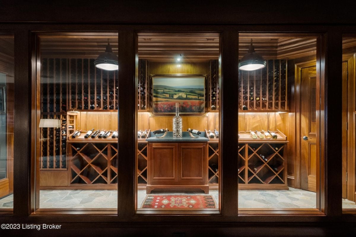 Wine cellar with many wines.