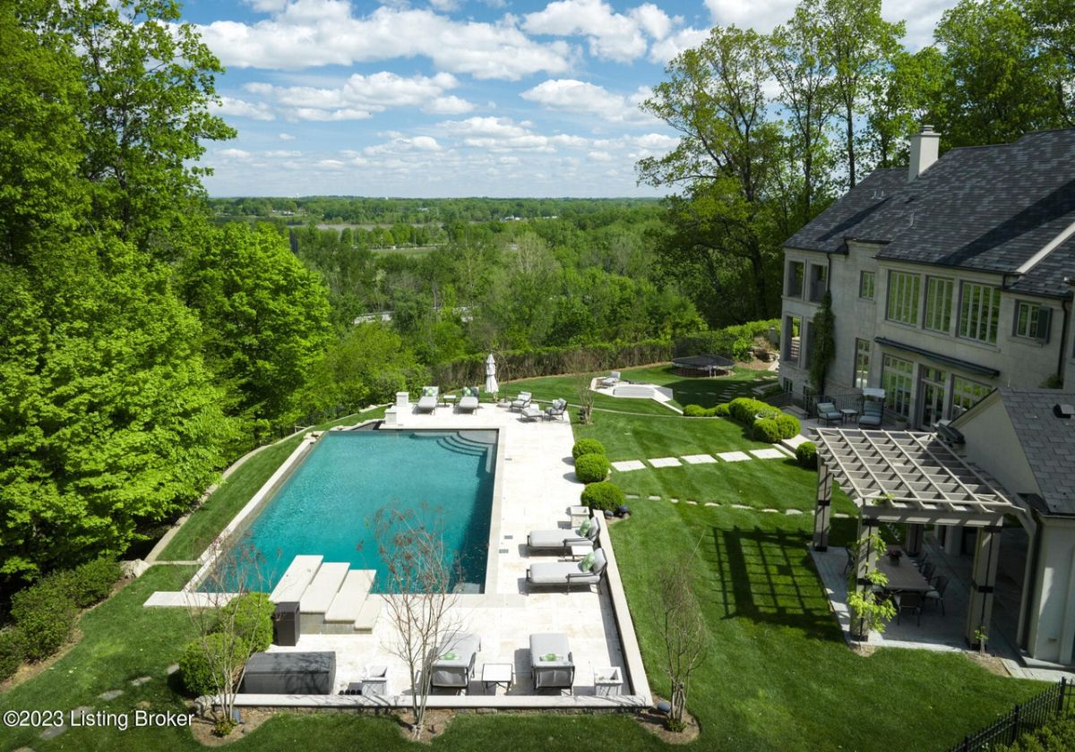 Pool's aerial view.