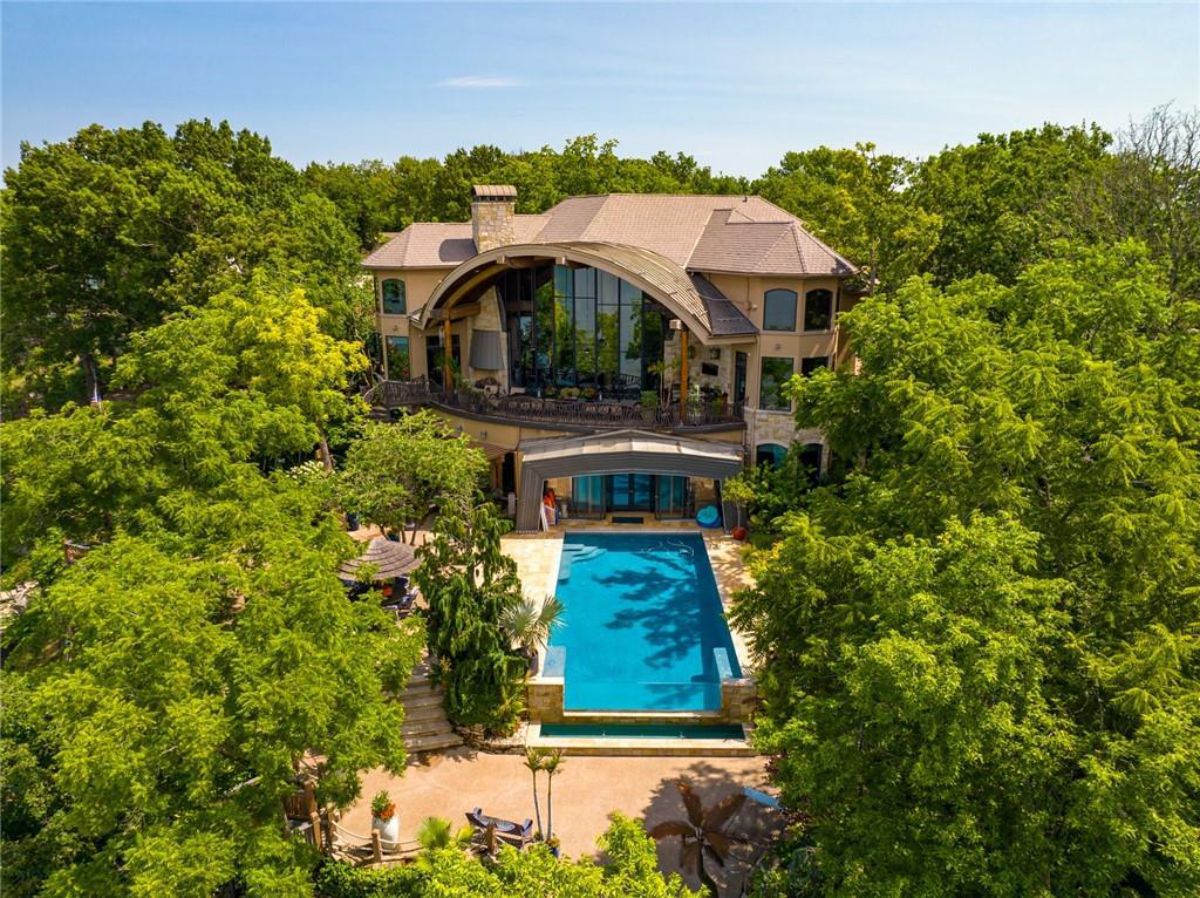 Aerial view of the pool.