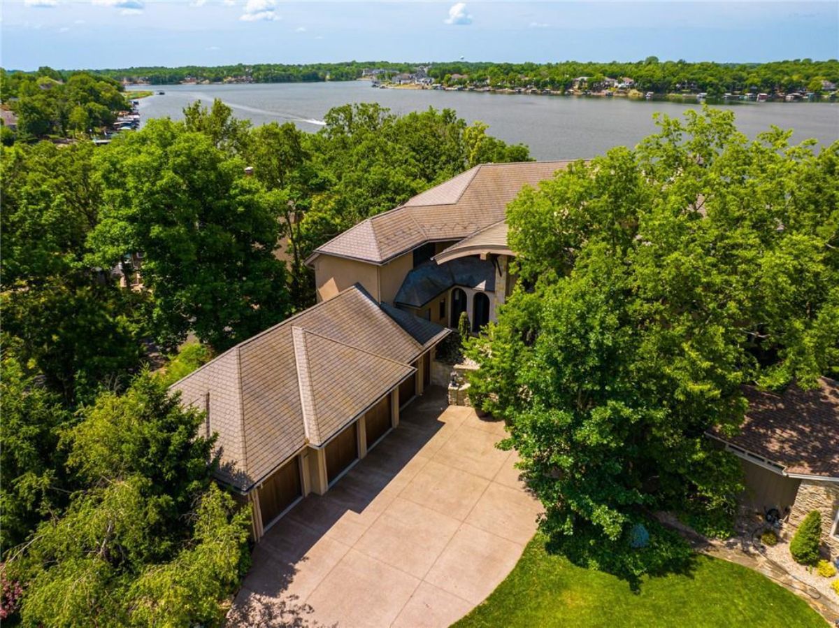 Aerial view of the car garage.