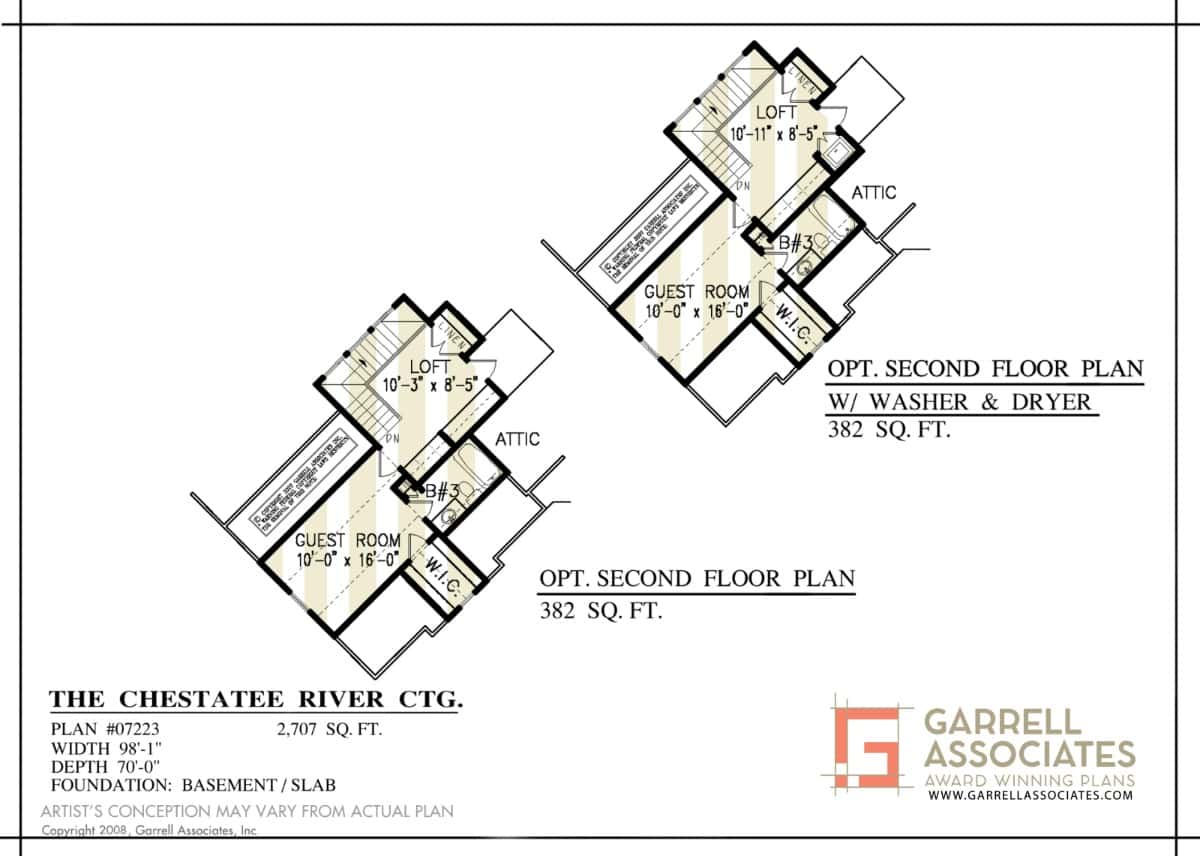 Optional second level floor plan with loft and guest room.