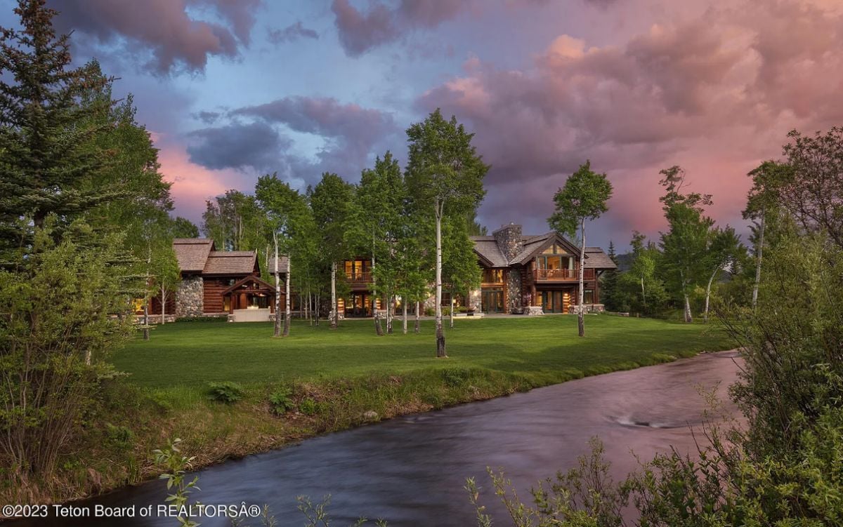 Rear view of the 9,696 Sq. Ft. Estate in Wilson, WY.