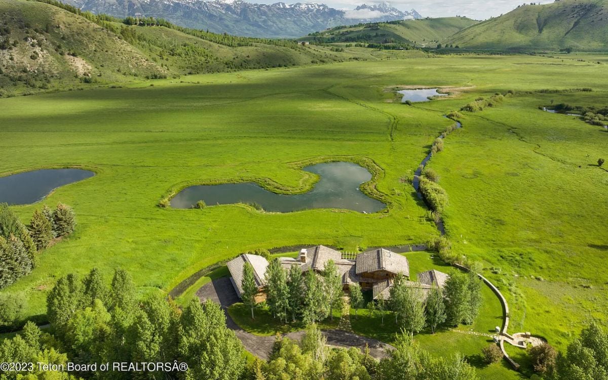 Aerial view of the 6,569 Sq. Ft. Mansion in Jackson, WY.