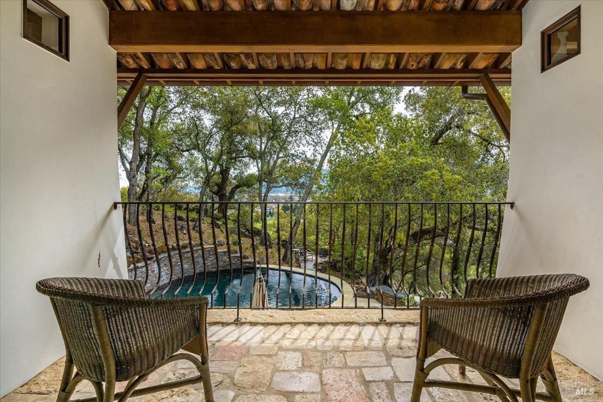 Balcony overlooking the pool.