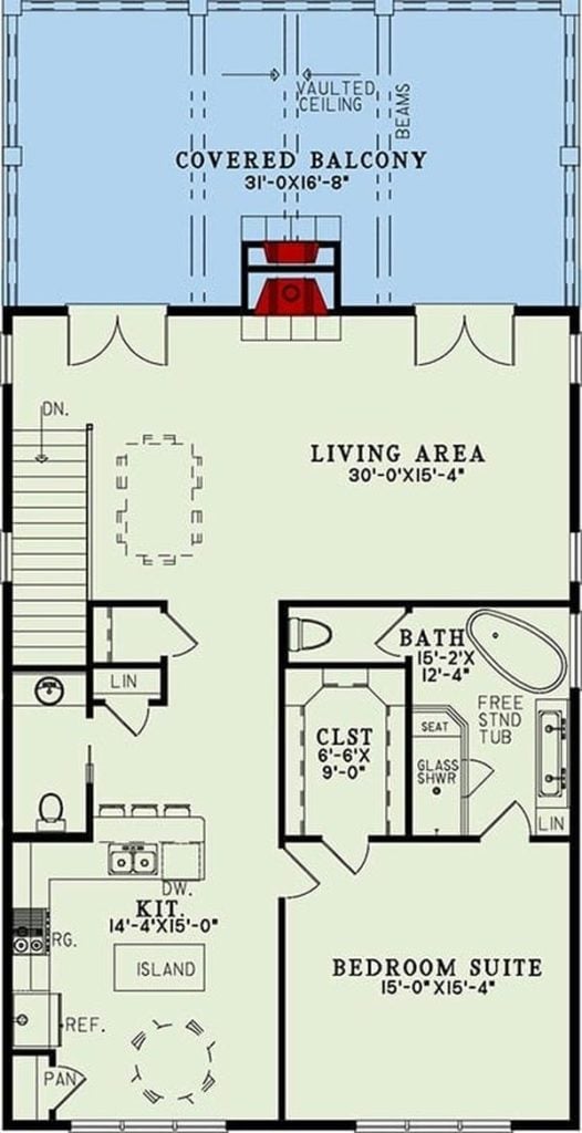 Explore This Floorplan Highlighting a Bright Living Area and Inviting Bedroom Suite